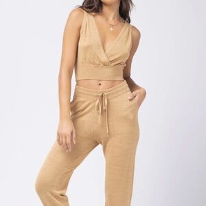 L*Space Azores Sweatpants in Toffee NEW Pants Linen Blend Joggers